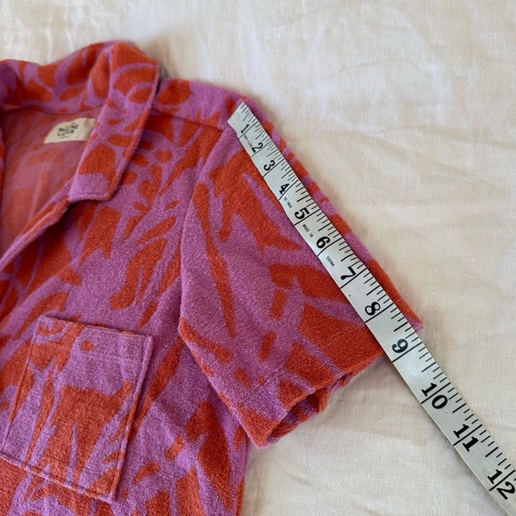 Marine Layer Terry Out Resort Shirt and Shorts Orange Lavender Floral Set - Picture 10 of 13